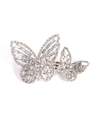Rhodium Diamante Butterfly Clips - link has visual effect only