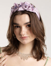 Fabric Scrunch Detail Diamante Headband - link has visual effect only