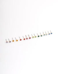 Gold Multi Diamante Mini Earrings 8-Pack - link has visual effect only