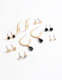 Gold Diamante & Stone Stud & Hoop Earrings - link has visual effect only