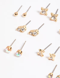 Gold Diamante Stud Earring 12-Pack - link has visual effect only
