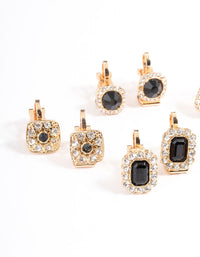 Gold Multi Stone 5-Pack Clip Earrings - link has visual effect only