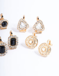 Gold Multi Stone 5-Pack Clip Earrings - link has visual effect only