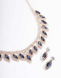 Blue Marquise Droplet Earrings & Necklace Set - link has visual effect only