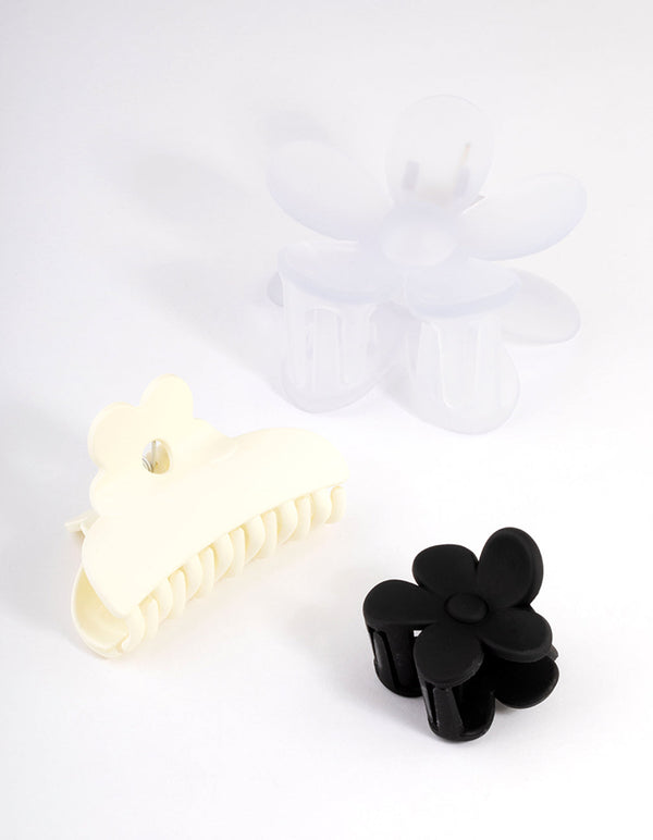 Black & White Mix Flower Claw Pack
