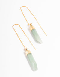 Gold Plated Green Aventurine Irregular Thread Earring - link has visual effect only