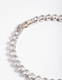 Rhodium Diamond Simulant Round Tennis Bracelet - link has visual effect only