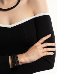 Black Embellished Stone Stretch Bracelet - link has visual effect only