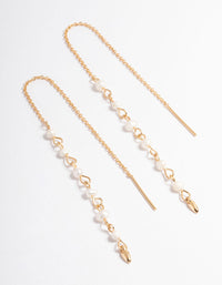 Gold Plated Six Mini Freshwater Pearl Threader Earrings - link has visual effect only
