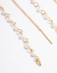 Gold Plated Six Mini Freshwater Pearl Threader Earrings - link has visual effect only