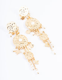 Gold Plated Statement Boho Freshwater Pearl Earrings - link has visual effect only