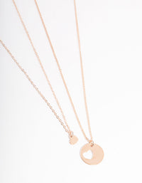 Rose Gold Heart Disc Cut Out Necklace Pack - link has visual effect only