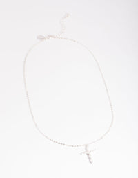 Silver Classic Diamante Cross Necklace - link has visual effect only