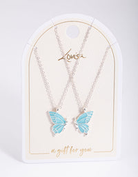Silver Best Friend Butterfly Necklace Pack - link has visual effect only