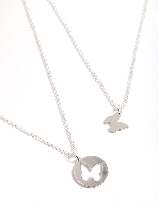 Silver Butterfly Cut Out Necklace Pack