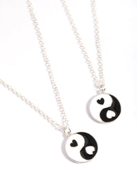 Silver Heart Yin & Yang Necklace Pack - link has visual effect only