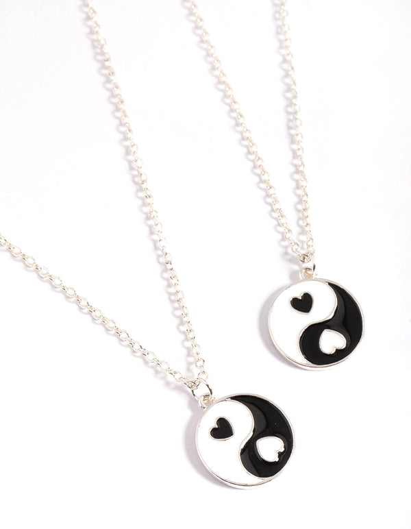 Silver Heart Yin & Yang Necklace Pack