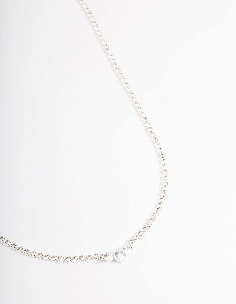 Silver Cupchain Diamante Necklace
