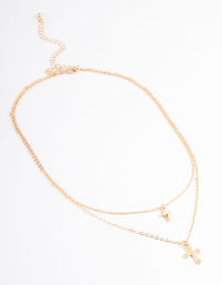 Gold Mixed Textured Cross Necklace - link has visual effect only