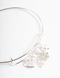 Silver Love Mix Charm Bangle - link has visual effect only