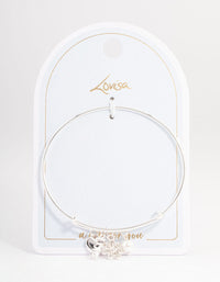 Silver Love Mix Charm Bangle - link has visual effect only