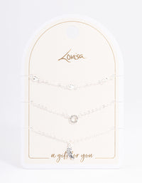 Silver Dainty Circle & Wing Bracelet Pack - link has visual effect only