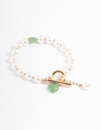 Gold Pearl & Bead T&O Bracelet - link has visual effect only