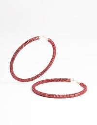 Red 20mm Diamante Sparkle Hoop Earrings - link has visual effect only