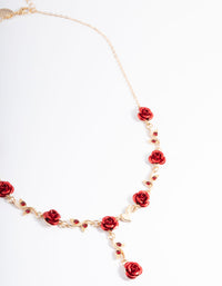 Red Diamante Rose Y-Necklace - link has visual effect only