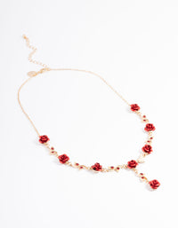 Red Diamante Rose Y-Necklace - link has visual effect only
