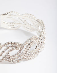 Silver Twist Petal Diamante Cuff Bracelet - link has visual effect only