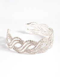 Silver Twist Petal Diamante Cuff Bracelet - link has visual effect only