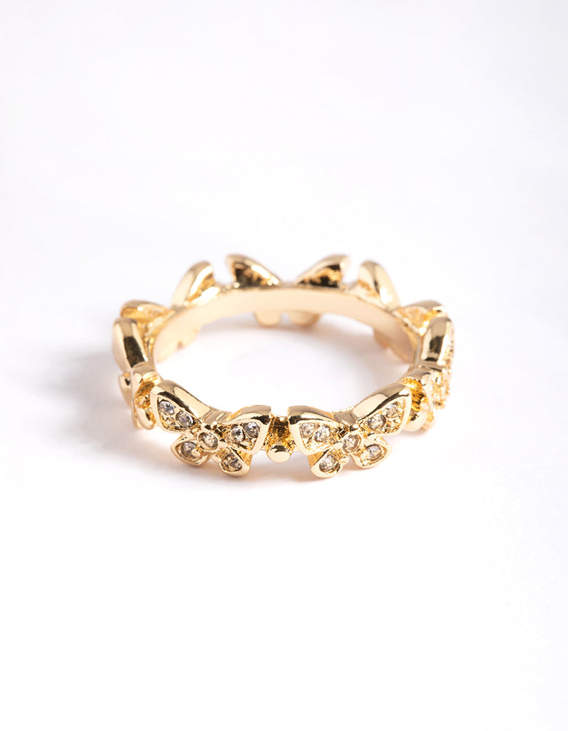 Gold Plated Butterfly Band Ring