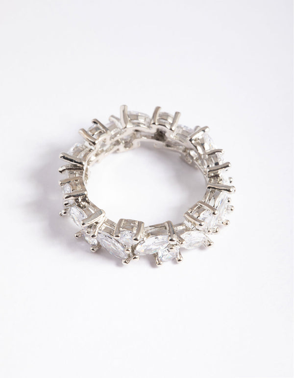 Rhodium Cubic Zirconia Vine Band Ring