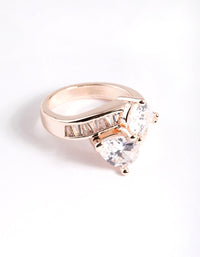 Rose Gold Cubic Zirconia Pear Crossover Ring - link has visual effect only