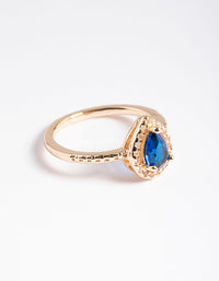 Gold Small Halo Pear Ring - link has visual effect only