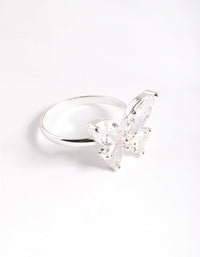 Silver Plated Cubic Zirconia Medium Butterfly Ring - link has visual effect only