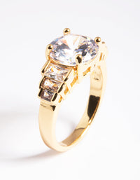 Gold Plated Cubic Zirconia Large Solitare Ring - link has visual effect only