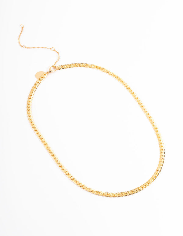 Gold Plated 4mm Herringbone Chain Necklace