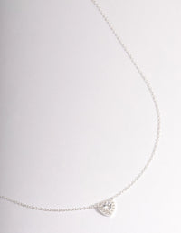 Sterling Silver Cubic Zirconia Halo Heart Pendant Necklace - link has visual effect only
