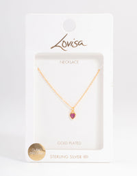 Gold Plated Sterling Silver Stone Heart Necklace - link has visual effect only