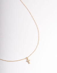 Gold Plated Sterling Silver Cubic Zirconia Small Cross Necklace - link has visual effect only
