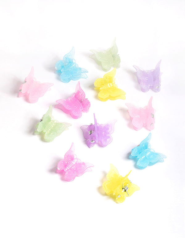 Plastic Pastel Butterfly Claw Tub 12-Pack