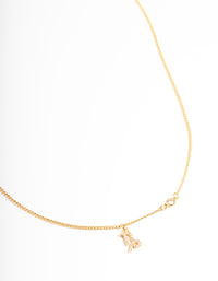 Gold Plated Capricorn Necklace With Cubic Zirconia Pendant - link has visual effect only