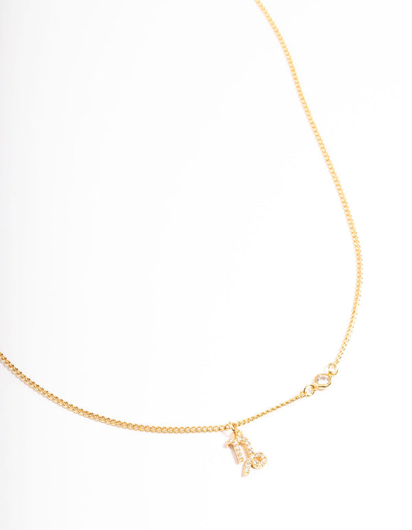 Gold Plated Capricorn Necklace With Cubic Zirconia Pendant