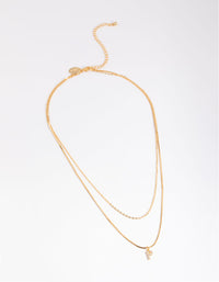 Letter P Gold Plated Layered Diamante Initial Necklace - link has visual effect only