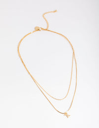 Letter X Gold Plated Layered Diamante Initial Necklace - link has visual effect only