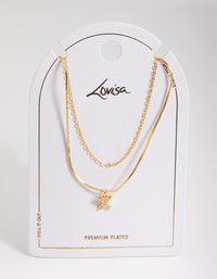 Letter X Gold Plated Layered Diamante Initial Necklace - link has visual effect only