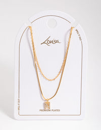 Letter N Gold Plated Layered Diamante Initial Necklace - link has visual effect only