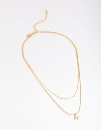 Letter H Gold Plated Layered Diamante Initial Necklace - link has visual effect only